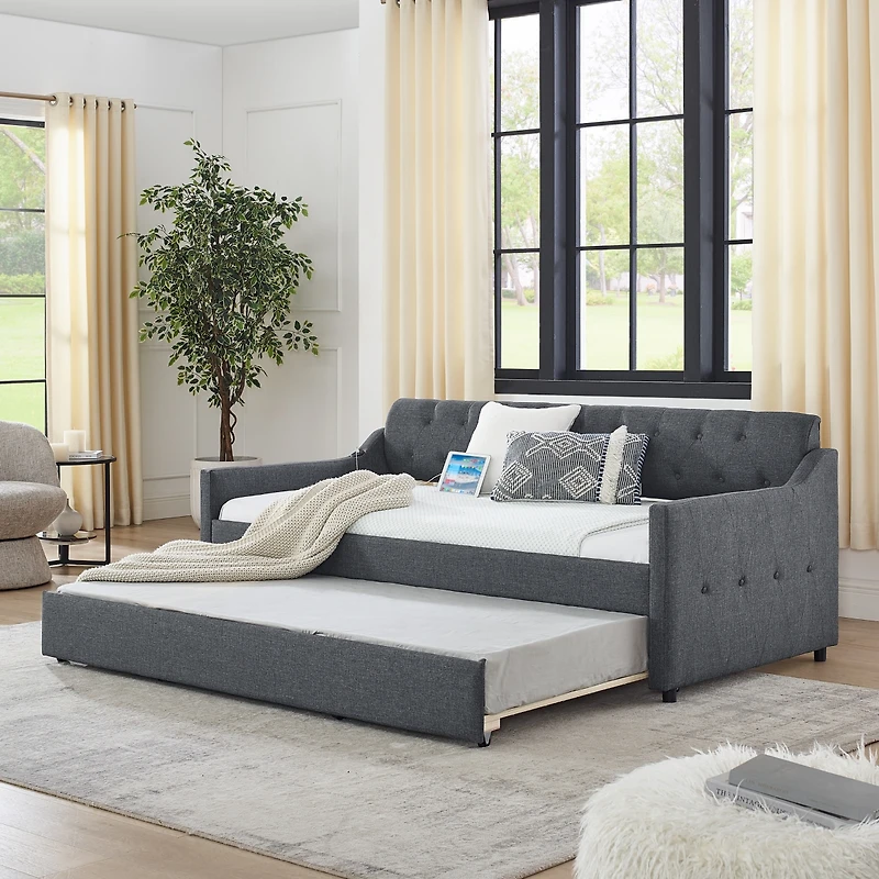 Streamdale Tufted Daybed with Trundle and Usb