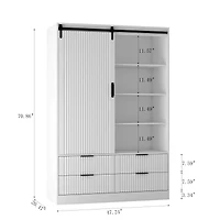 Streamdale Modern 4-Drawer 4-Shelf Sliding Barn Door Wardrobe Armoire