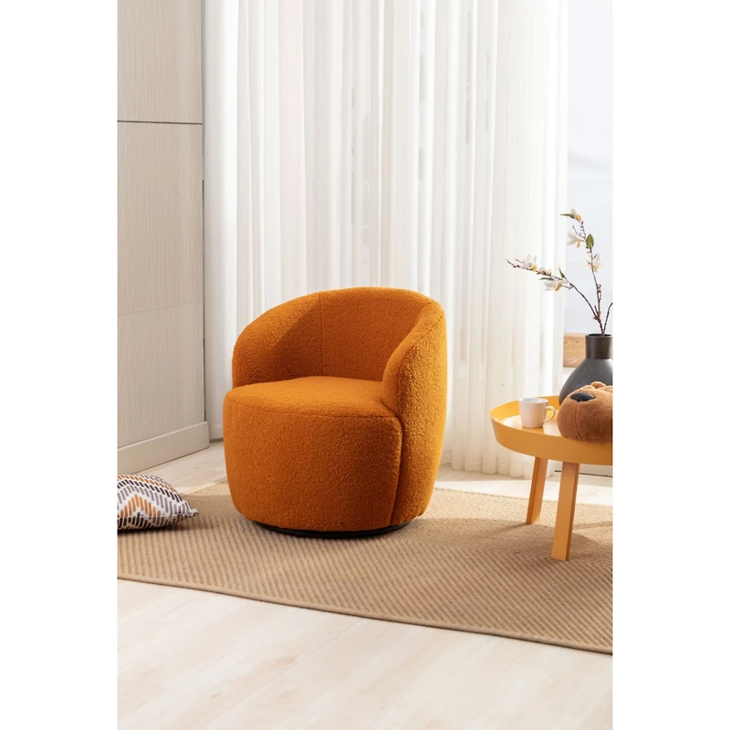 Streamdale Teddy Swivel Barrel Armchair with Metal Ring, Dark