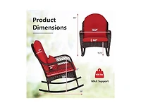 Slickblue Patio Rattan Rocking Chair with Seat Back Cushions and Waist Pillow