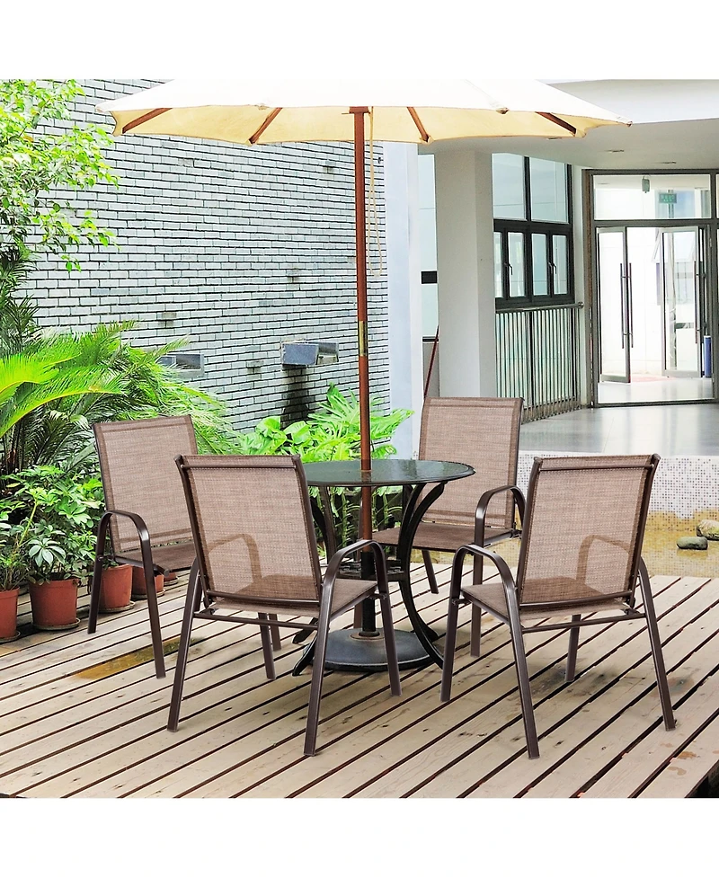 Gymax Set of 2 Patio Chairs Dining w/ Steel Frame Yard Outdoor Beige