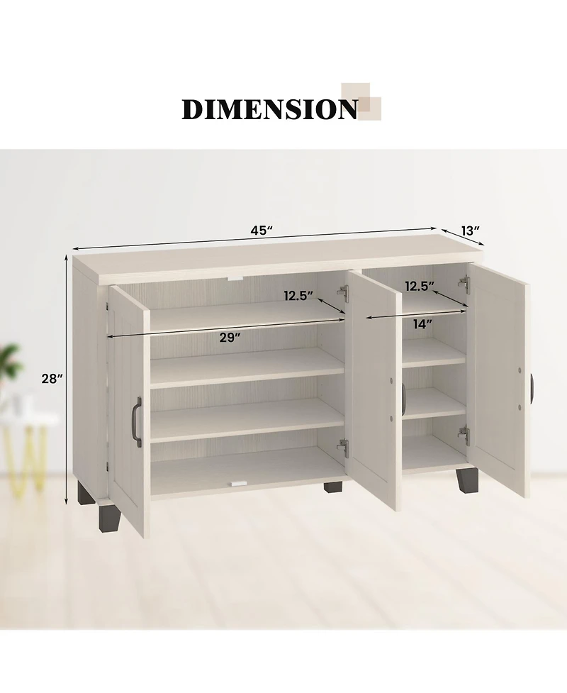 Slickblue 3-Door Buffet Sideboard with Adjustable Shelves and Anti-Tipping Kits