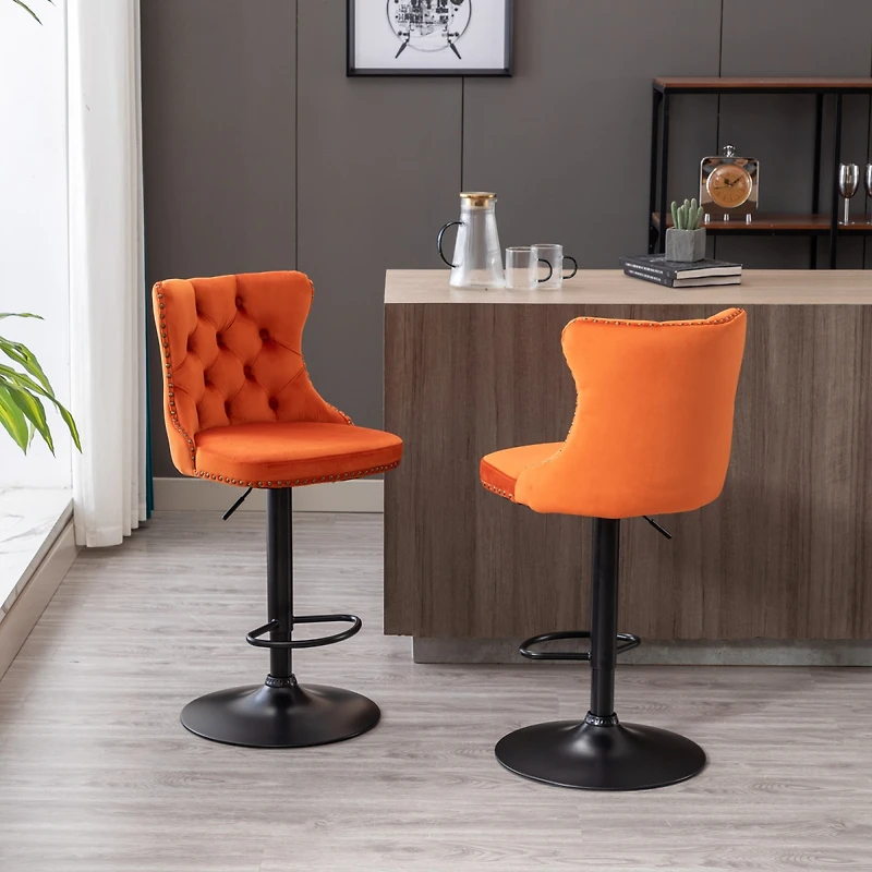 Streamdale Furniture Modern Adjustable Velvet Bar Stools, Set of 2