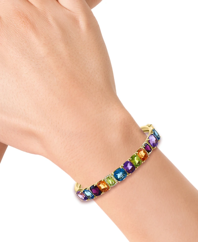 Effy Multi-Gemstone (18-7/8 ct. t.w.) & Diamond (1/6 ct. t.w.) Bangle Bracelet in 14k Gold