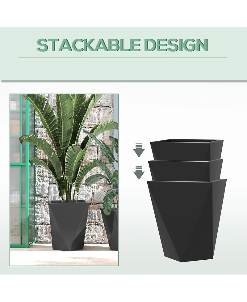 Geometric Outdoor Planters Stackable, Self-Draining