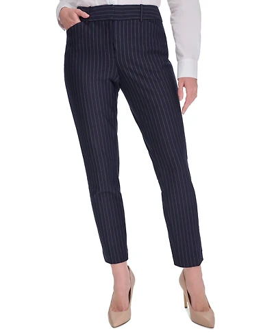 Tommy Hilfiger Women's Pinstripe Mid-Rise Ankle-Length Pants
