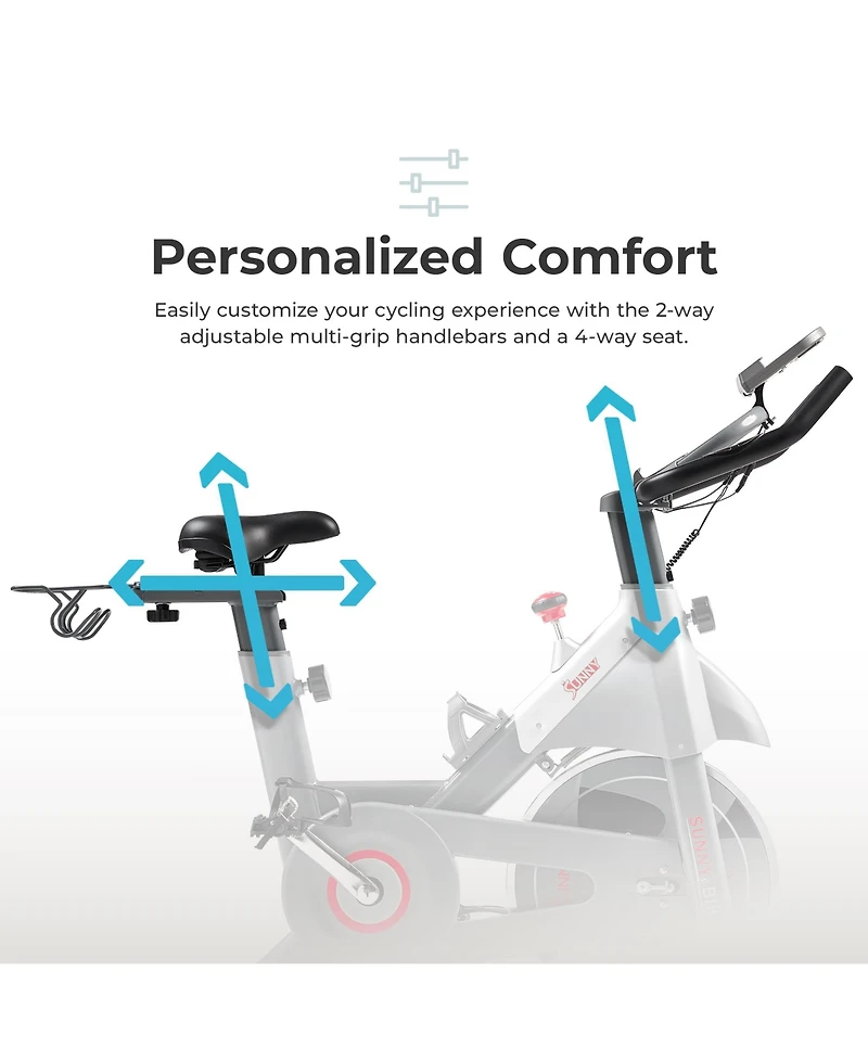 Sunny Health & Fitness Smart Indoor Cycling Magnetic Resistance Exercise Bike with Pulse Sensor, Dumbbell Holder, Bluetooth Connectivity with SunnyFit
