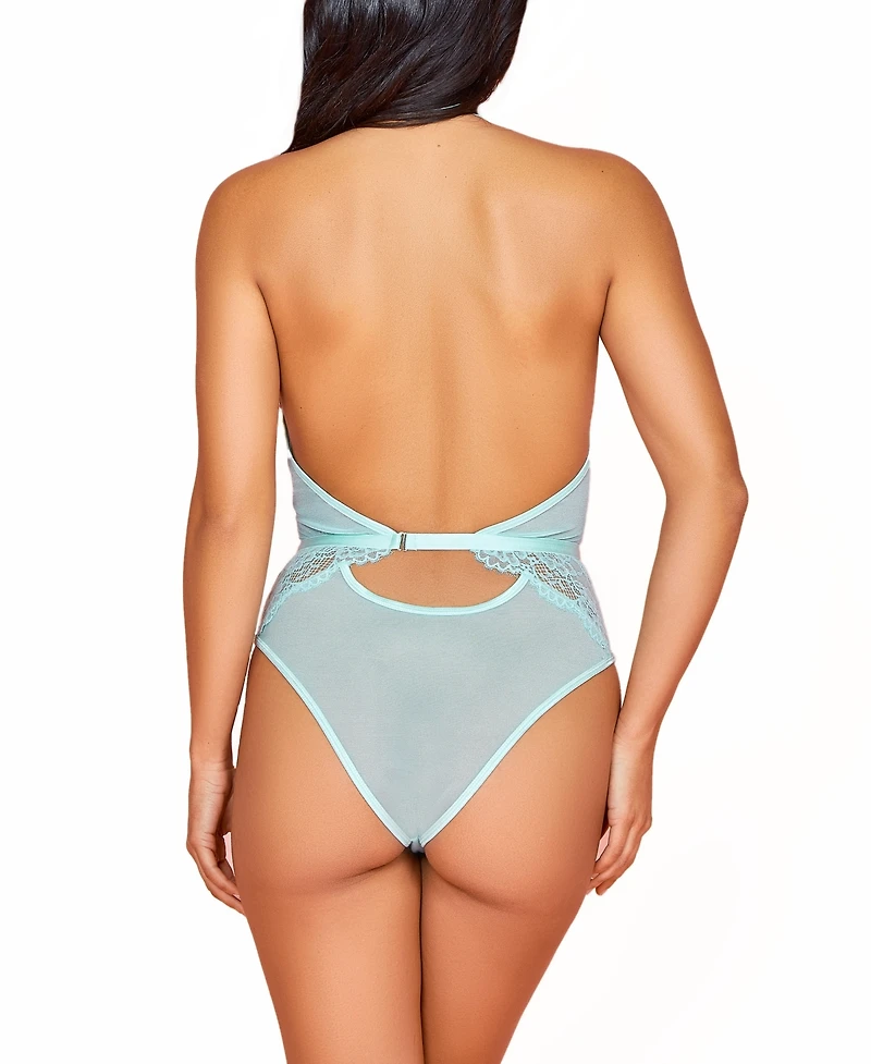 Hauty Women's 1PC Lingerie Bodysuit Patterned with Mesh Lace and Bow Accents.