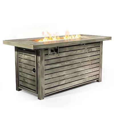 Streamdale 54inch Outdoor Fire Table Steel Fire Pit Table with Wood Grain Surface