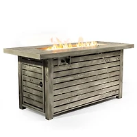 Streamdale 54inch Outdoor Fire Table Steel Fire Pit Table with Wood Grain Surface