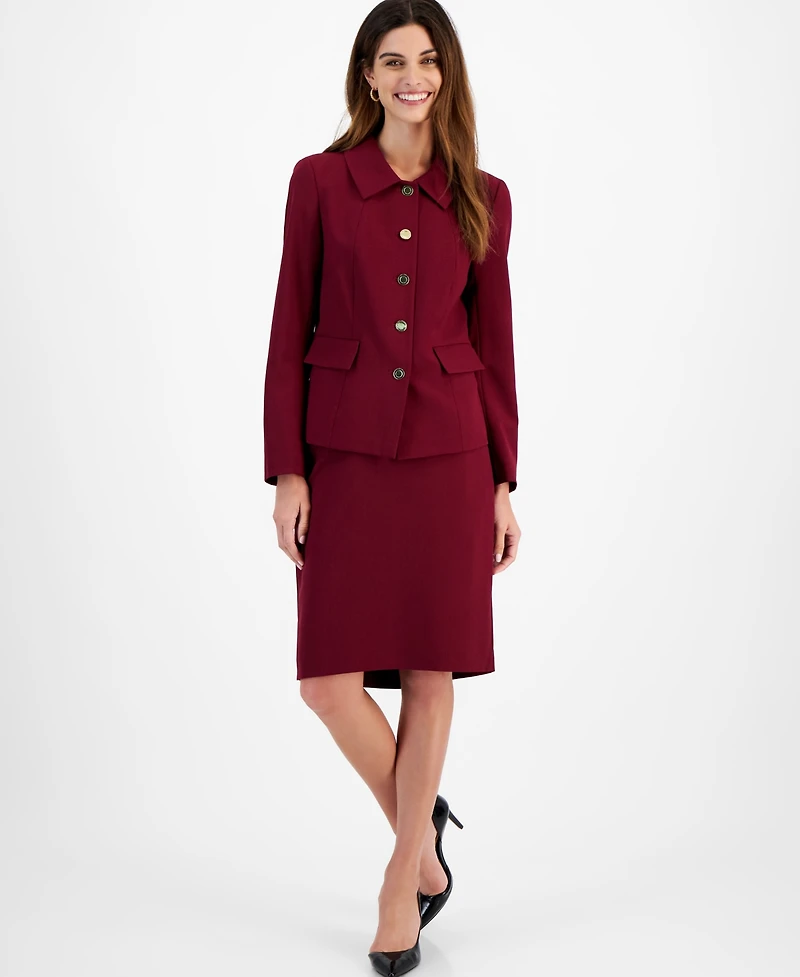 Le Suit Women's Five-Button Skirt Suit Set, Regular & Petite