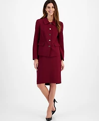 Le Suit Women's Five-Button Skirt Suit Set, Regular & Petite