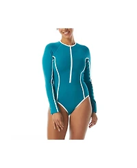 Beach House Sport Sculpt Long Sleeve Zip Front One Piece Swimsuit