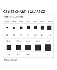 Bling Jewelry Black Square Solitaire Cz Stud Earrings Secure Screw back Black Plated .925 Sterling Silver