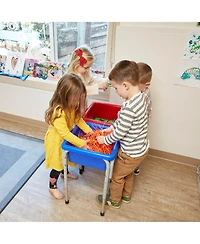 ECR4Kids 2-Station Sand and Water Adjustable Play Table, Seafoam/Emerald