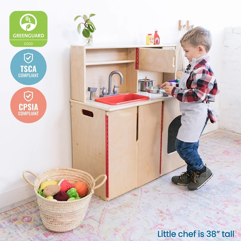ECR4Kids 4-in-1 Kitchen, Sink, Stove, Oven, Microwave and Storage, Natural