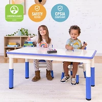 ECR4Kids Dry-Erase Rectangular Activity Table with 2 Chairs, Adjustable, Grey