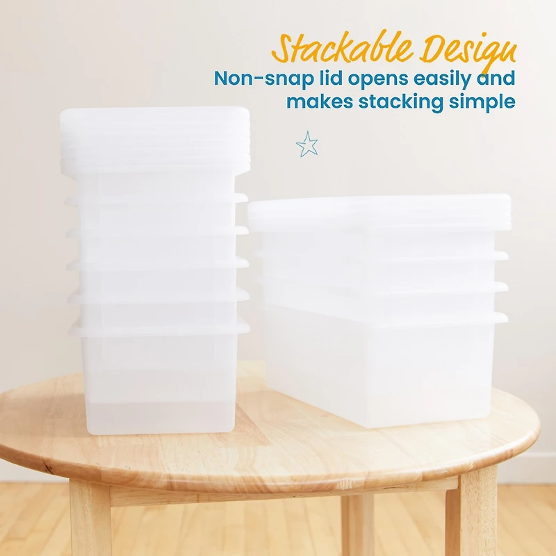 ECR4Kids Cubby Storage Bin with Lid, Blue, 10-Piece