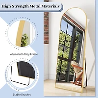 Homlux 64"x21" Arched Full-Length Mirror with Gold Aluminum Alloy Frame, Rounded Corners, Standing, Hanging, Leaning