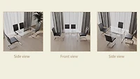Streamdale Furniture Elegant Glass Dining Table Set with Pu Leather Chairs