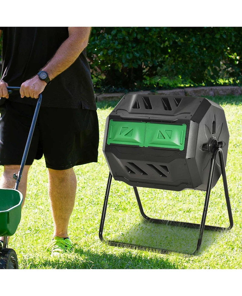 Effortless Dual-Chamber Compost Tumbler for Continuous Composting