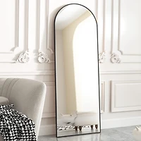 Homlux 21"x64" Arched Full Length Mirror with Black Aluminum Frame, Free Standing, Leaning, Wall Mounted