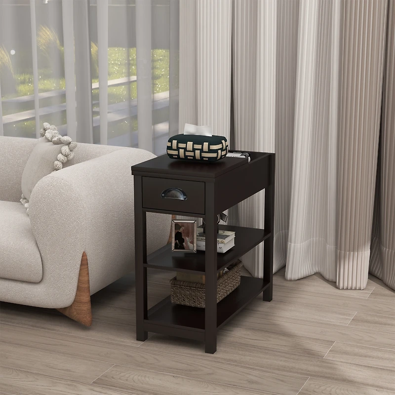 Streamdale Narrow End Table with Flip-Over Drawers