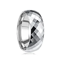 Metallo High Polished Diamond-Cut Faceted Tungsten Ring