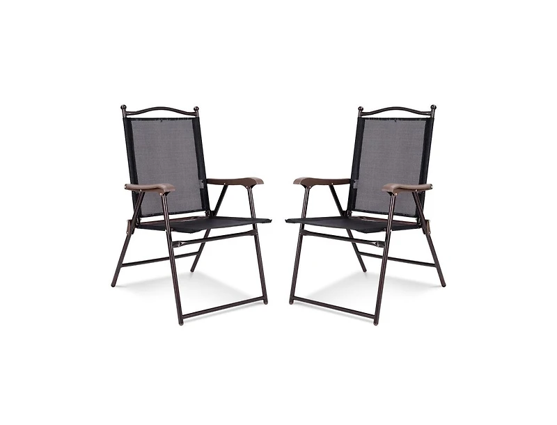 Slickblue Set of 2 Patio Folding Sling Back Camping Deck Chairs
