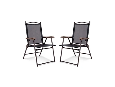 Slickblue Set of 2 Patio Folding Sling Back Camping Deck Chairs