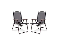 Slickblue Set of 2 Patio Folding Sling Back Camping Deck Chairs