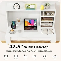 Gymax Home Office Computer Desk Study Table Writing Workstation Hutch Cable Hole White