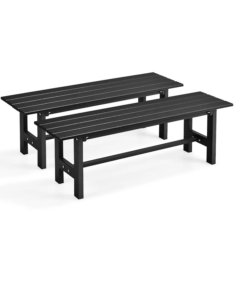 Slickblue 47" Outdoor Chair with Slatted Seat Plastic Coated Iron Frame