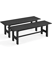 Slickblue 47" Outdoor Chair with Slatted Seat Plastic Coated Iron Frame