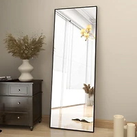 Homlux Black 64"x21" Full-Length Rectangle Nano Glass Mirror, Standing or Wall-Mounted