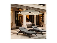 Slickblue 9 ft Solar Led Lighted Patio Market Umbrella Tilt Adjustment Crank Lift