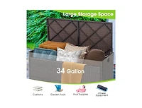 Slickblue 34 Gallon Patio Storage Bench with Seat Cushion and Zippered Liner