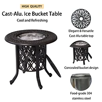 Streamdale Elegant 21" Cast Aluminum Ice Bucket and Side Table
