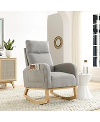 Streamdale Furniture 27.6 W Modern Accent High Backrest Living Room Lounge Arm Rocking Chair, Two Side Pocket