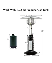 Slickblue 11 000BTU Portable Tabletop Patio Stainless Steel Standing Propane Heater