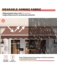 Slickblue 8 x 6.6 Feet Patio Retractable Awning with Manual Crank Handle