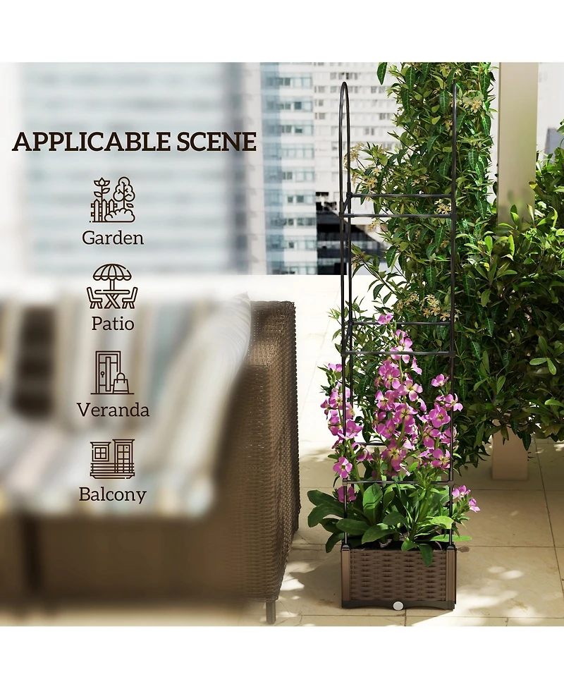 2-in-1 Self-Watering Trellis Planter Box Reinforced Pp and Steel Construction