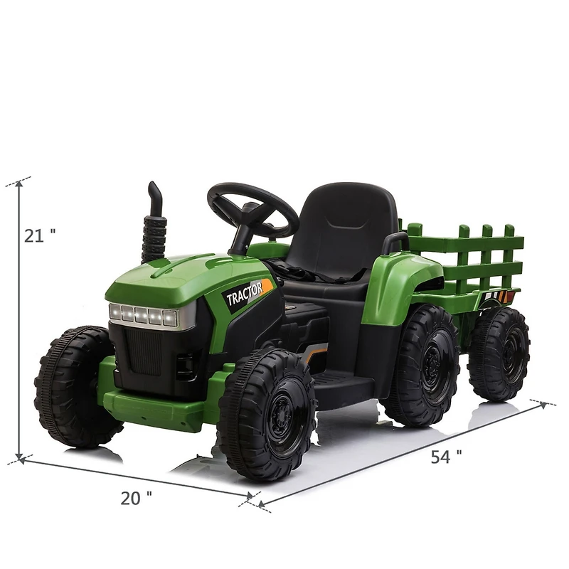 Streamdale Kids Ride-On Tractor with Trailer & Lights, Perfect Gift for Ages 3-6