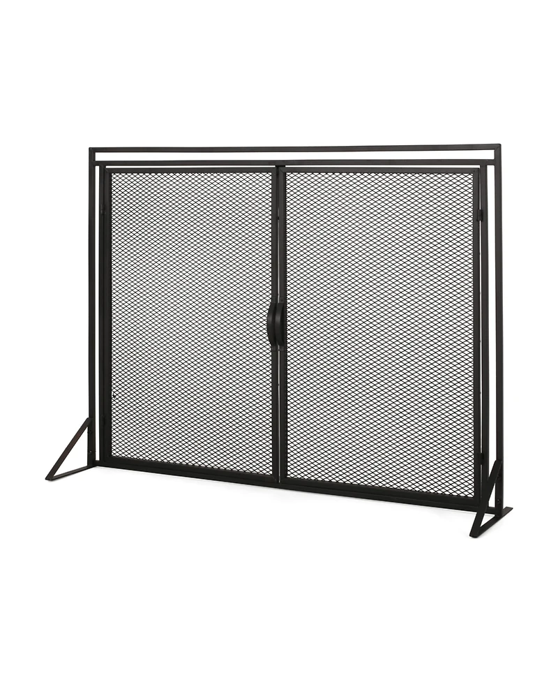 Streamdale Matte Black Modern Iron Fireplace Screen with Access Doors