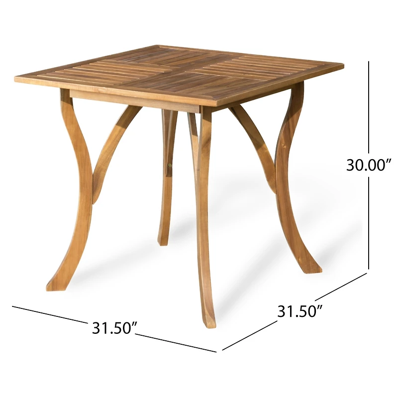 Streamdale Furniture Chic Modern Acacia Wood Square Patio Table