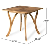 Streamdale Furniture Chic Modern Acacia Wood Square Patio Table