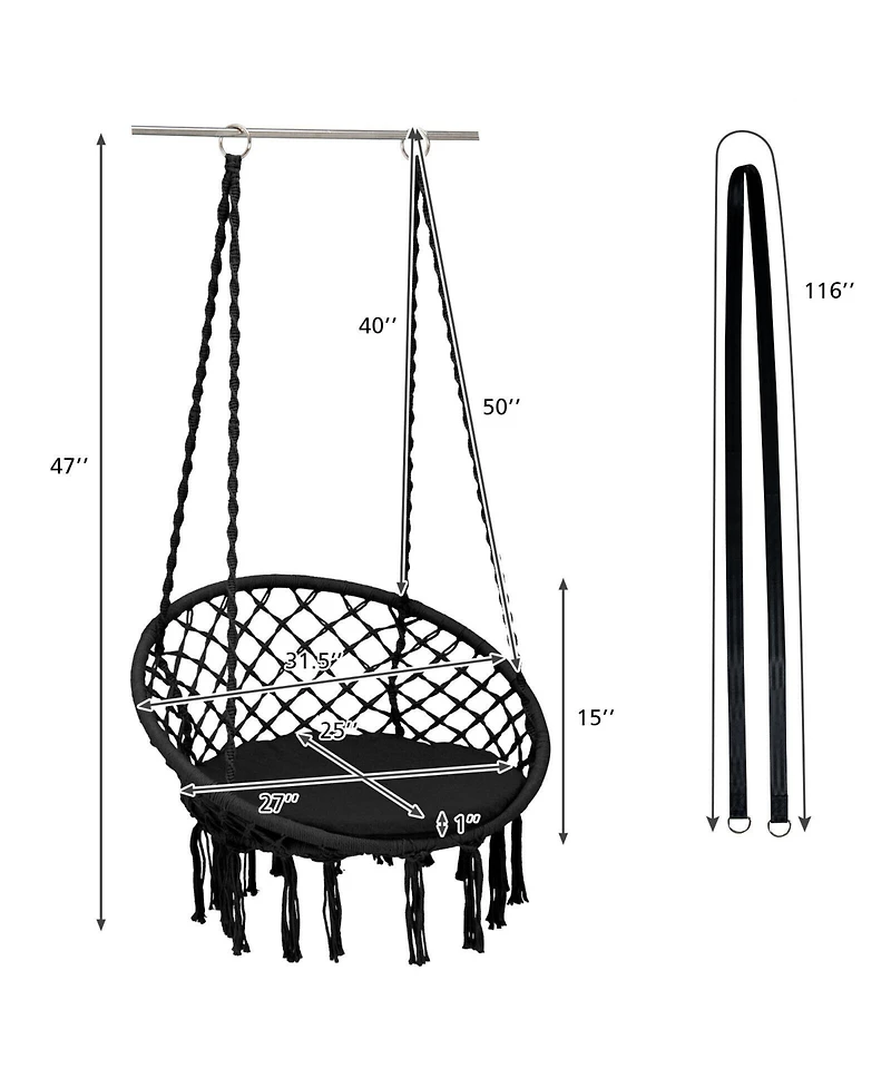 Slickblue Cushioned Hammock Swing Chair with Hanging Kit