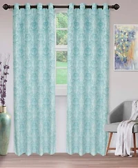 Superior Lotus Jacquard Classic Floral Damask Window Curtain Panel Set