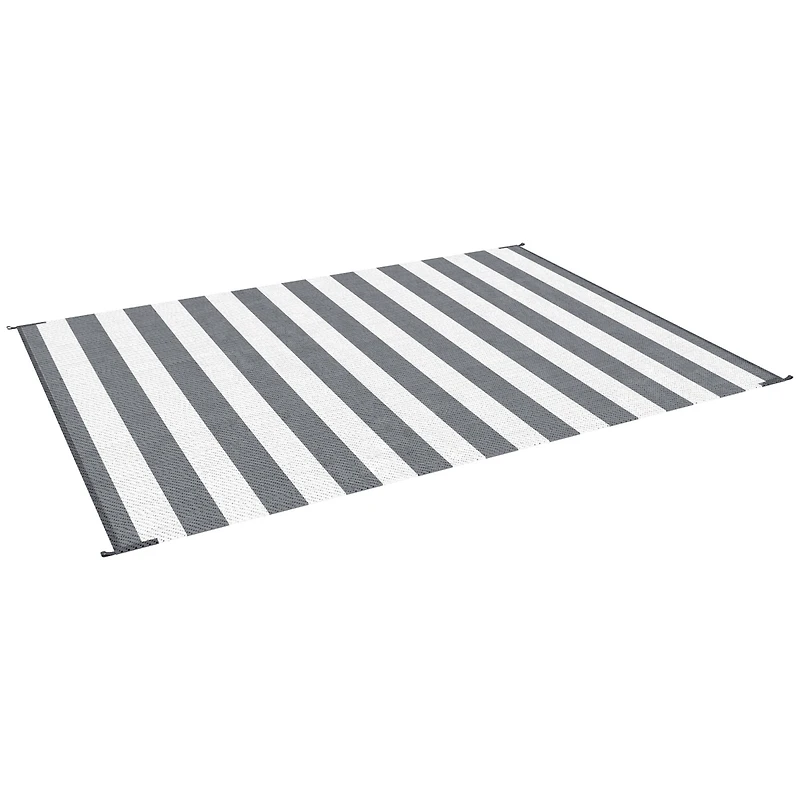Outsunny Outdoor Rug with Carry Bag 9' x 12' Plastic Straw Rug Gray & White