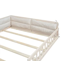 Streamdale Gray Upholstered Wood Platform Bed with Rails
